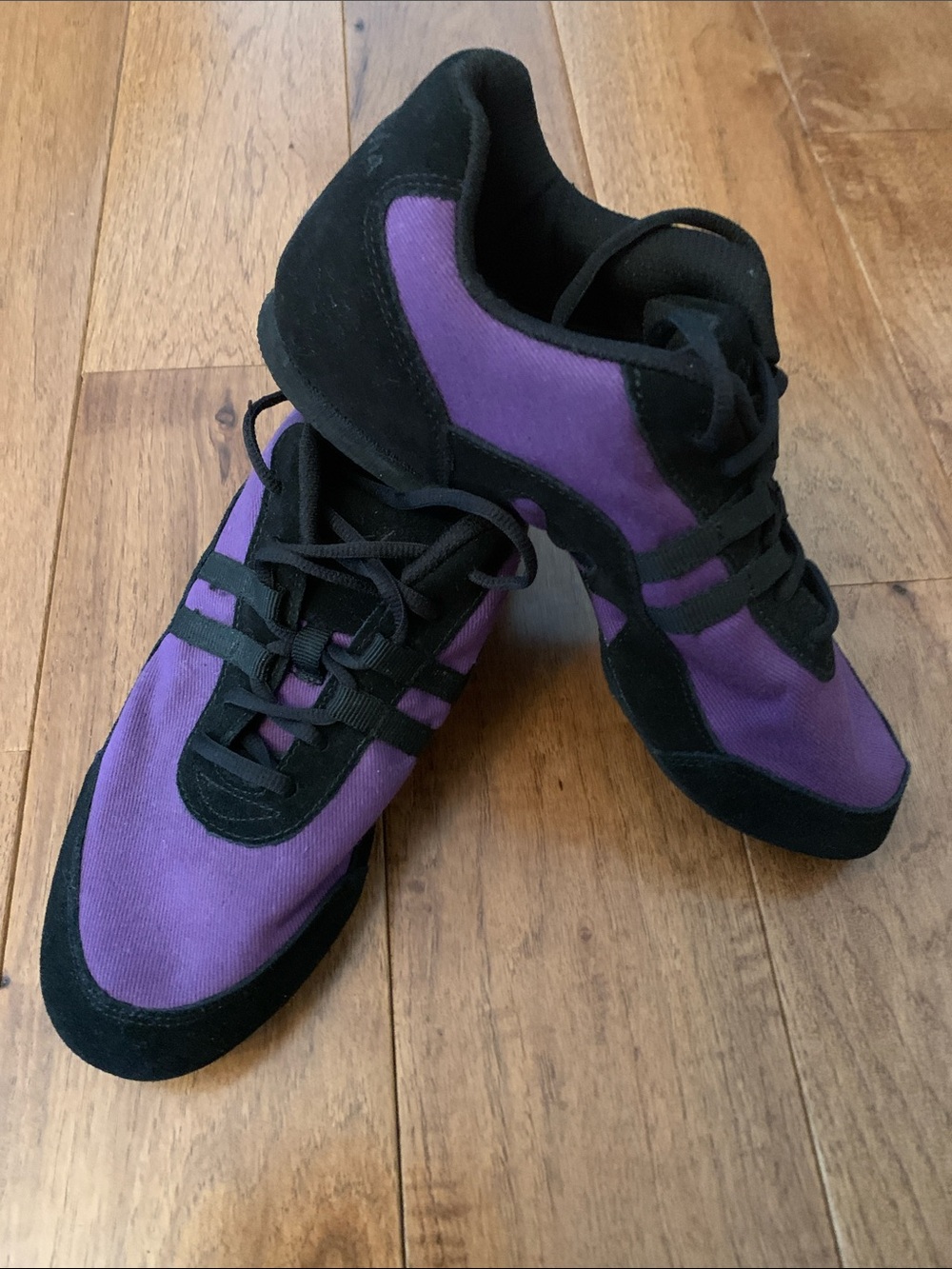 Women's Canvas and Suede Lace-Up DANCE Sneakers in Purple and Black